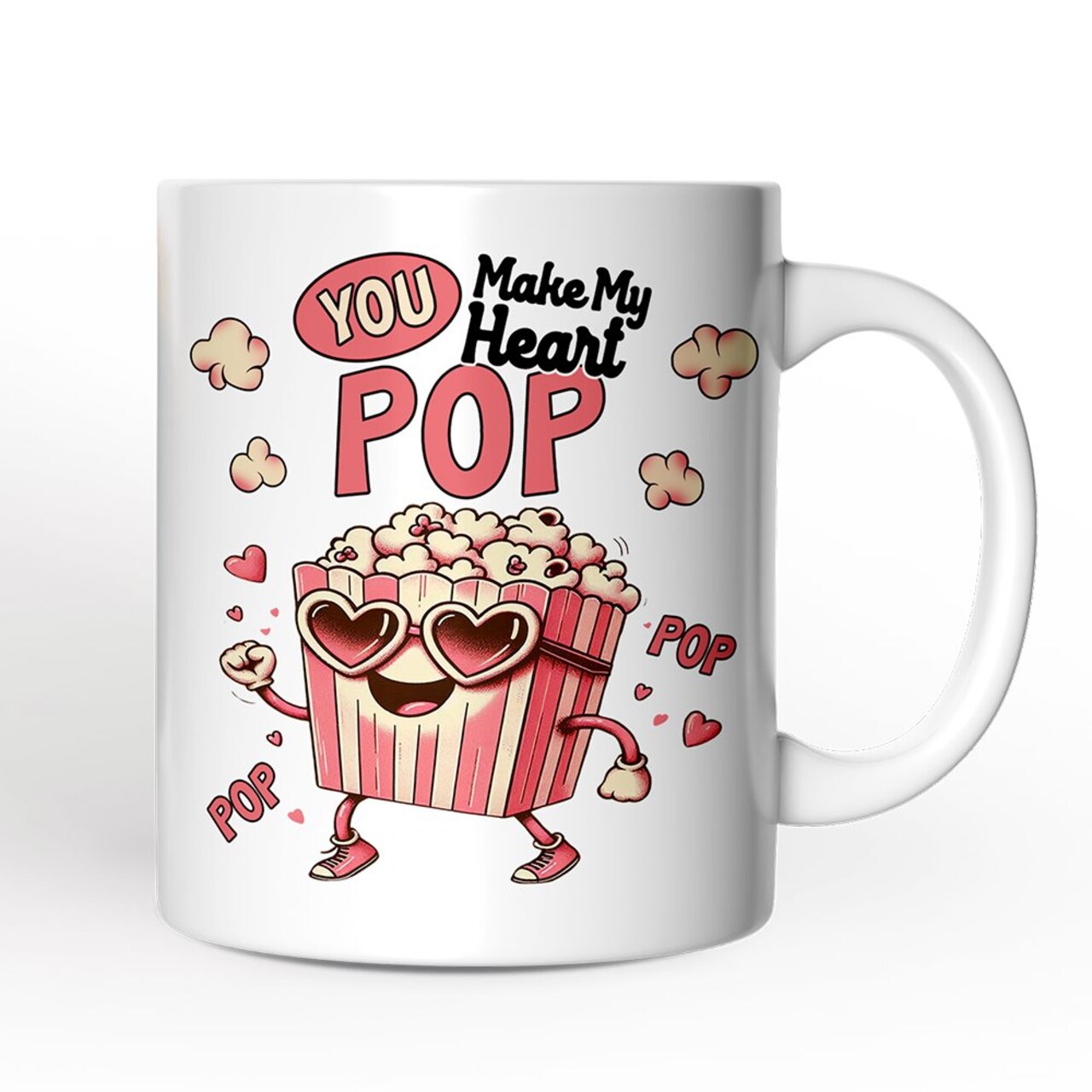 Popcorn Love Man Mug, You Make My Heart Pop Funny Romantic Gift